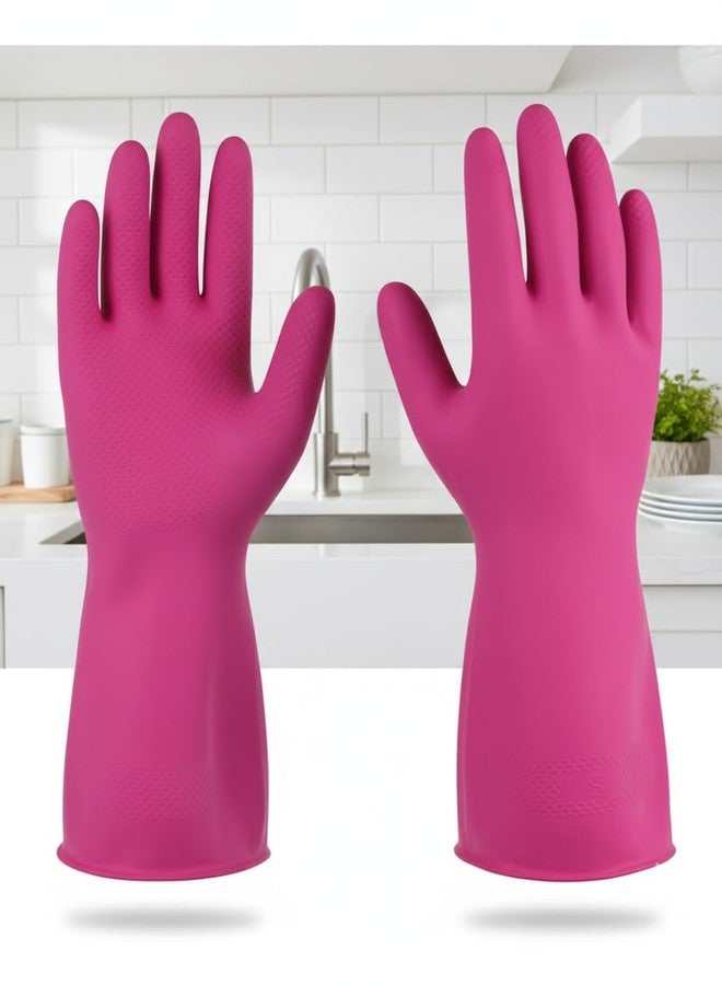 7Shield Reusable Heavy Duty Hand gloves for Dishwashing, gardening, kitchen cleaning Non-Slippery & Durable Pink (1 Pair) - Image 4
